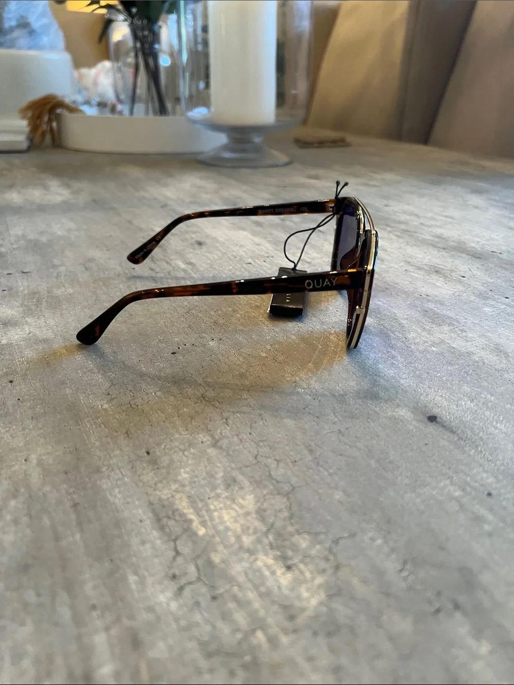 Quay Australia Tortoise Frame Sunglasses with Pink Mirror Lenses